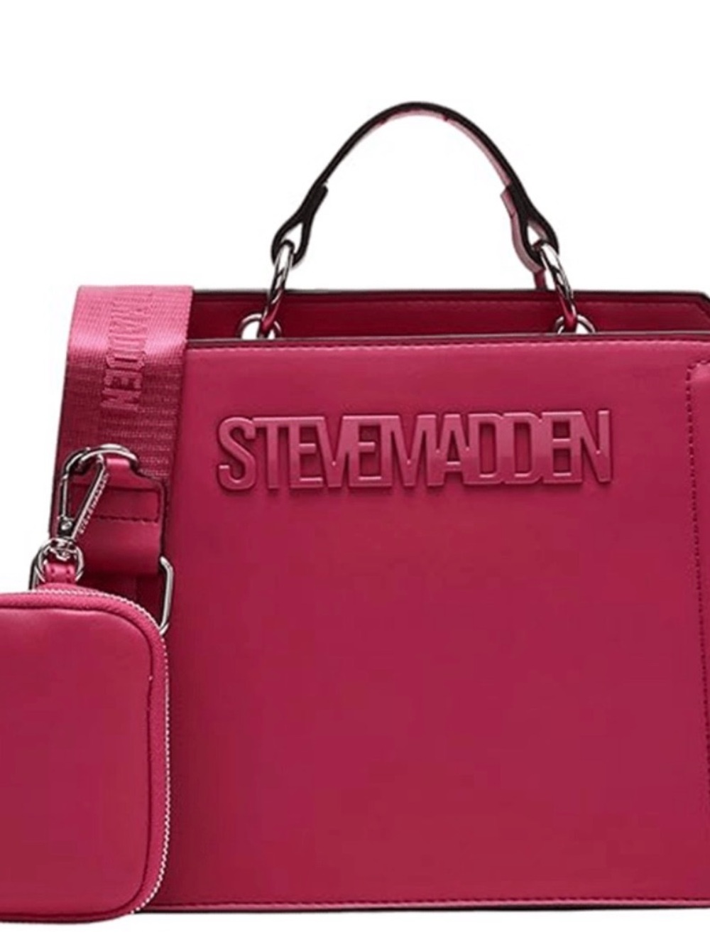 Steve Madden Hot Pink Top-Handle Satchel with Strap Pouch